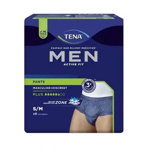 TENA Men Pants Plus Blue S/M - Kalhotky absorpční natahovací 9ks