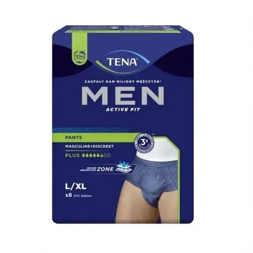 TENA Men Pants Plus Blue L/XL - Kalhotky absorpční natahovací 8ks
