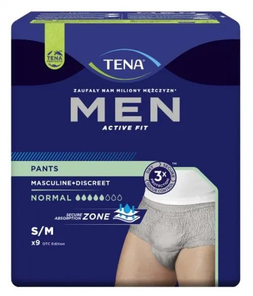 TENA Men Pants Normal Grey S/M - Kalhotky absorbční natahovácí 9 ks