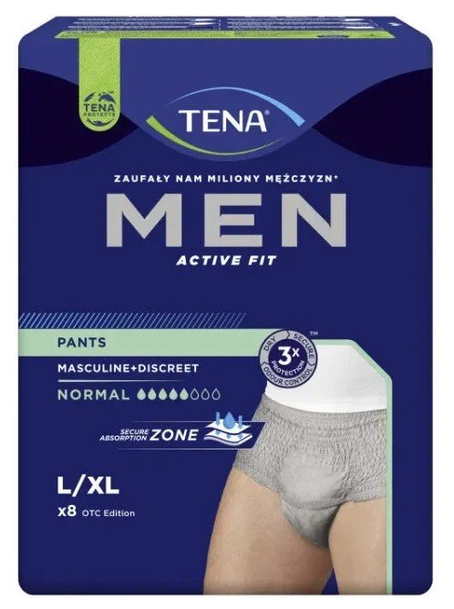 TENA Men Pants Normal Grey L/XL - Kalhotky absorbční natahovácí 8 ks