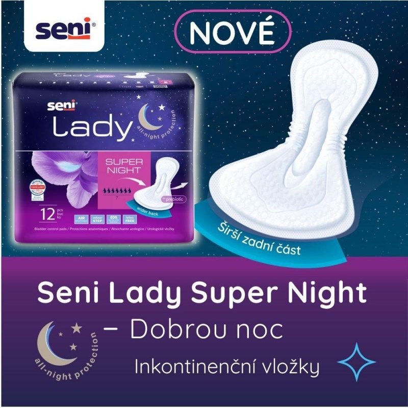 SENI Lady Super night - Absorpční vložky pro ženy 12ks