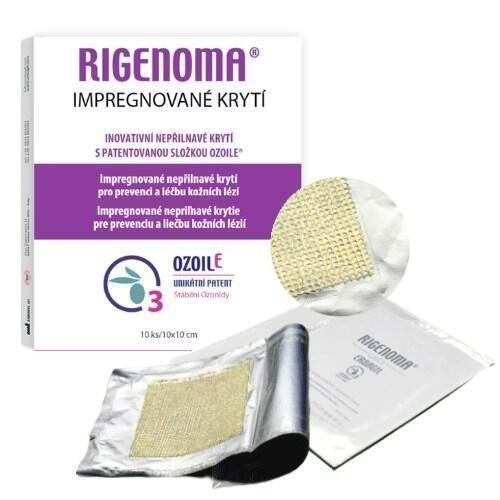 RIGENOMA impregnované nepřilnavé krytí s OZOILE - 10 ks