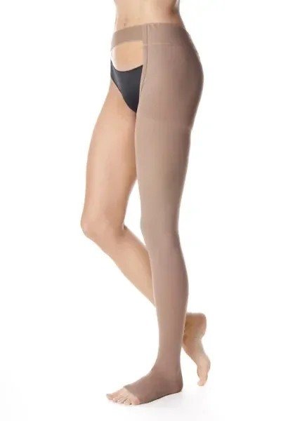 Stehenní punčochy s upínáním MAXIS MICRO (II.KT) - Velikost 1, barva bronz, délka krátká, bez špice, PRAVÁ