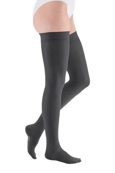 Stehenní punčochy mediven elegance II.KT - S lemem basic, velikost 1+, barva anthracite, délka normal, se špicí