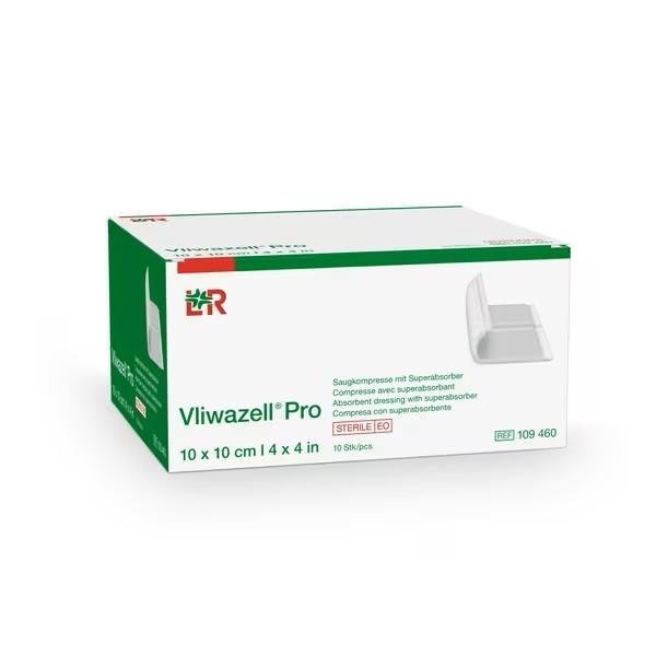 Vliwazell Pro - 10 x 10 cm - Savá kompresa se superabsorbentem, 10 ks