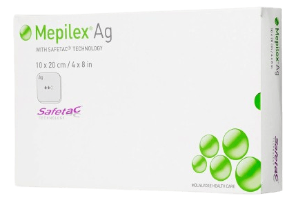 Mepilex Ag, 15 x 15 cm, 5 ks - Antimikrobiální krytí s technologií Safetac