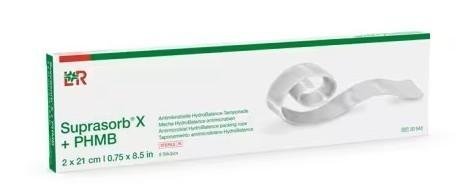 Krytí Hydrobalanční Suprasorb X+PHMB - 2 x 21 cm, pro hluboké rány, s polyhexanidem, antimikrobiální, 5 ks