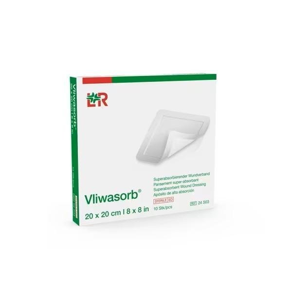 Vliwasorb Sterilní 20 x 20 cm - Samolepicí krytí na rány se superabsorbentem, 10 ks