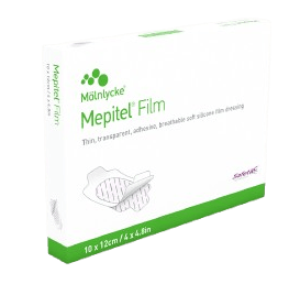 Mepitel Film - 10 x 25 cm - Filmové krytí se silikonouvou vrstvou, safetac technologie, 10 ks
