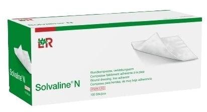 Kompresy Solvaline N Sterilní - 10 x 10 cm - Speciální savé, oboustranně použitelné, 100 ks