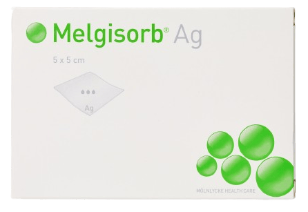 Melgisorb Ag, 3 cm x 44 cm, 10 ks - Vysoce absorpční antimikrobiální alginátové krytí