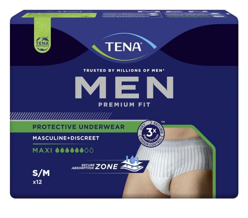 TENA Men Protective Underwear Maxi S/M - Kalhotky absorbční natahovaní 12 ks