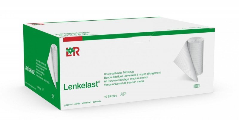Obinadlo Elastické Universální Lenkelast - 10 cm x 5 m, střední tah, volně v kartonu,10 ks