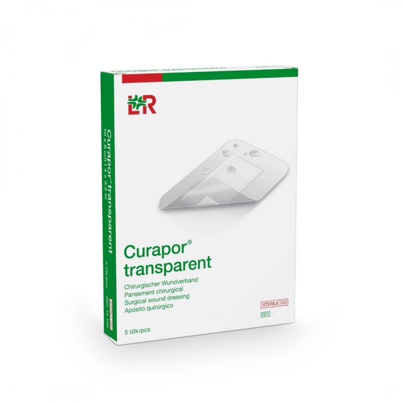 Náplast Hypoalergenní Curapor Transparent Sterilní - 8 x 10 cm, s polštářkem, voděodolná, 5 ks