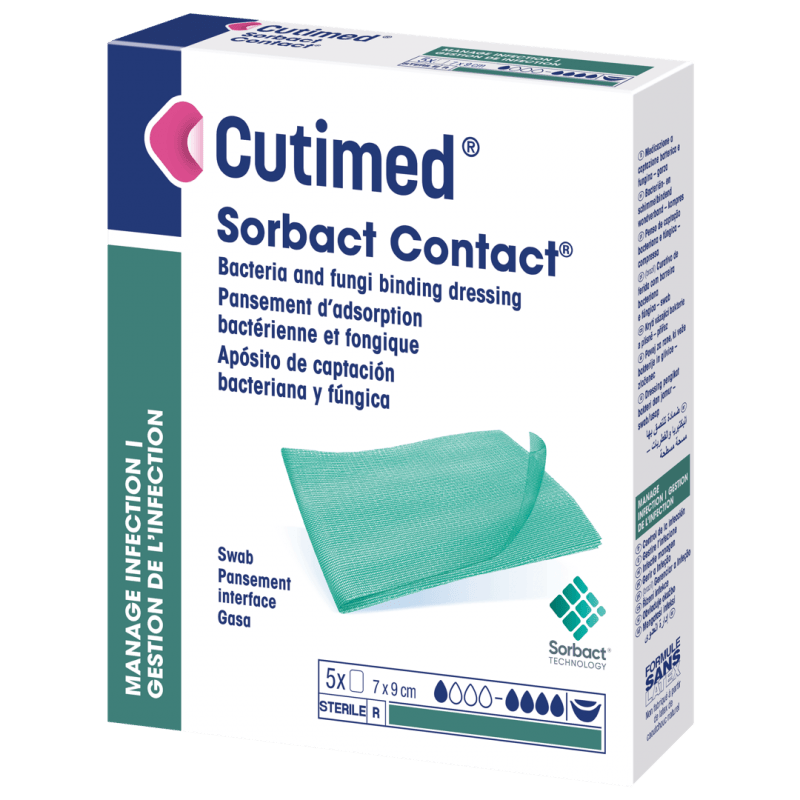 Cutimed Sorbact Contact - 17 cm x 28 cm (složené 7 cm x 9 cm), 5ks
