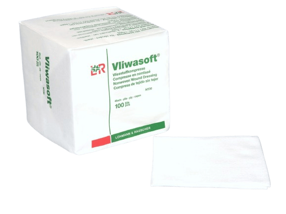 Kompresy Vliwasoft Nesterilní - 5 x 5 cm - 6 vrstev, netkaný textil, 100 ks