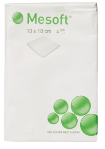 Mesoft - 5 x 5 cm - Nesterilní kompresy z netkané textilie, 4 vrstvé, 100 ks