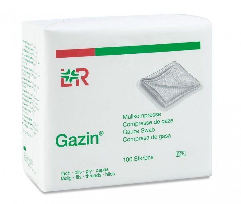 Gazin - nesterilní komprese 10 x 10 cm - Gázová hydrofilní skládaná komprese, 100ks